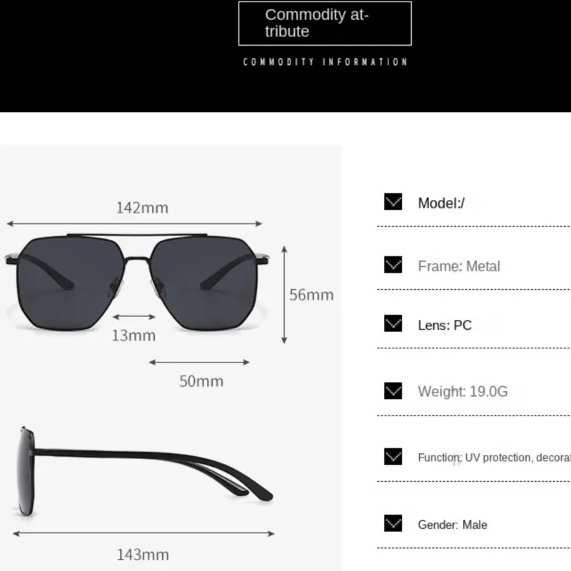 

Active Sports Polarized Sunglasses Men high-end UV Protection Driving Sun Glasses anti-glare Square Frame Fishing T148