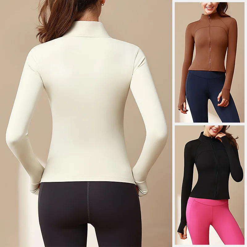 Giacca sportiva in peluche calda da donna, tuta Fitness Slim Fit, Top a maniche lunghe, autunno, inverno, nuovo