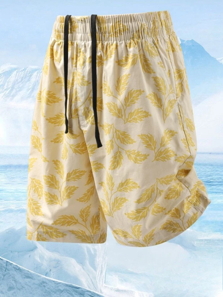 Pantalones Cortos de Algodón para Hombre, Nuevos, Holgados, Estampados, de Playa, Casuales, por Debajo de la Rodilla, Tallas Grandes, Finos, Transpirables, Estilo Urbano