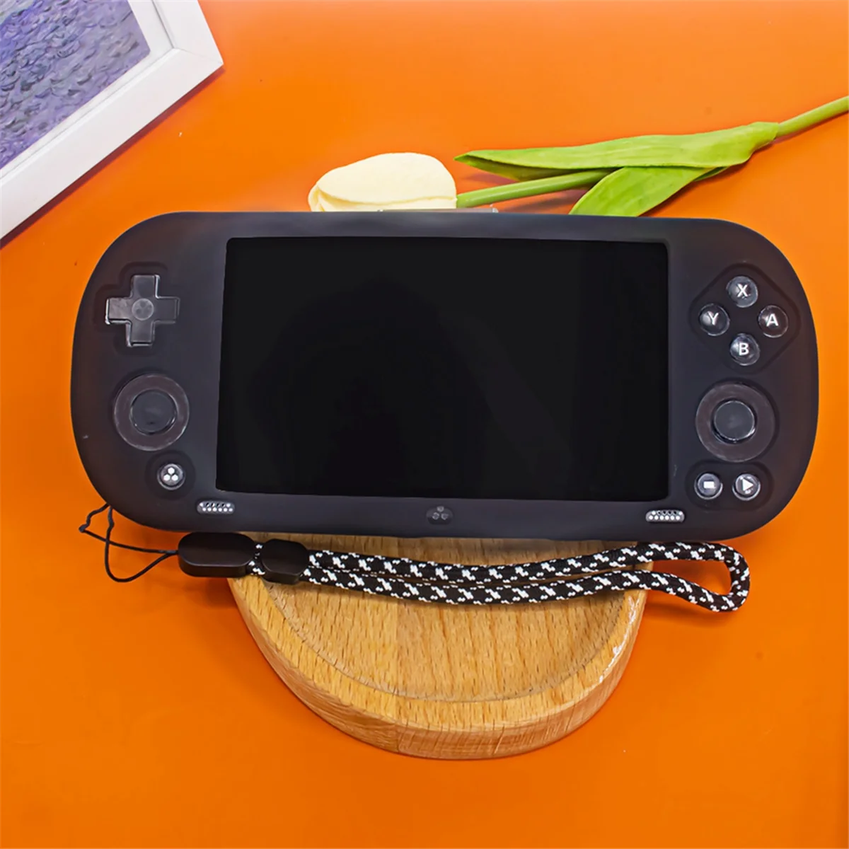 Capa de silicone para console de jogos AU32-Game, capa protetora à prova de quedas e à prova de choque para console de jogos Trimui Smart Pro 5 polegadas preta