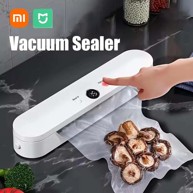 XIAOMI Vacuum Sealer Food Preservation Sealing Machine, Embalagem Automática, Doméstico, Seco, Molhado, Múltiplos Usos Unsealing, Armazenamento de