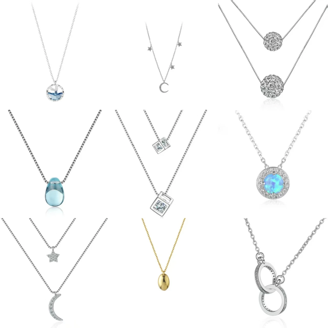 TAISILI Women Copper Necklace Minimalist Silver Layered Star & Moon Pendant Necklace For Beautiful Girls Daily Party Jewelry