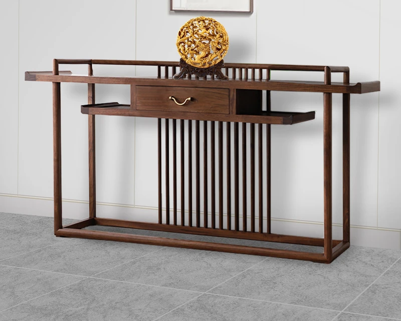 Entrance table Zen offering against wall Xuan tea dining side cabinet