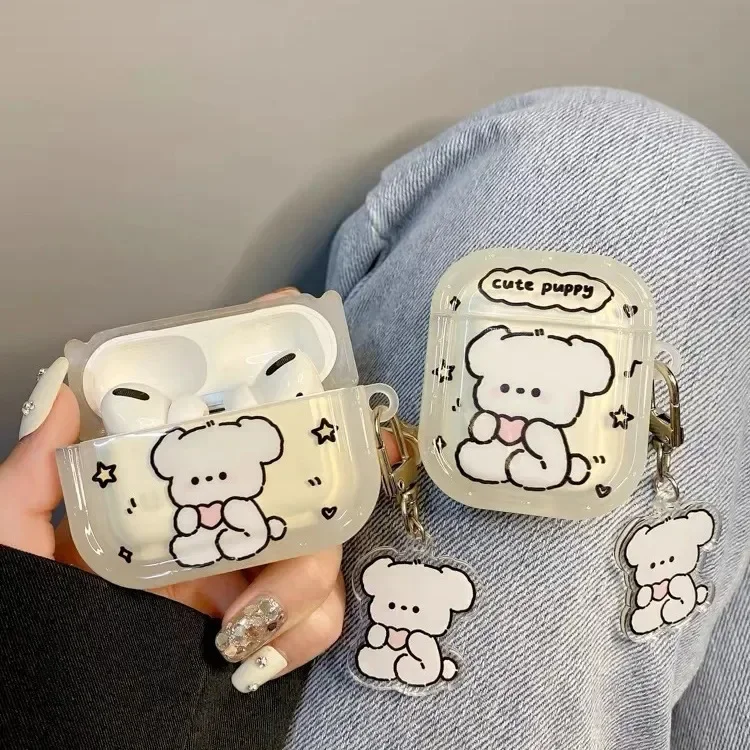

Cute Cartoon Love Bear Cover for Apple AirPods 4 Earphone Case for Airpods Pro2 Pro 3 2 1 Protective Cover with Keychain