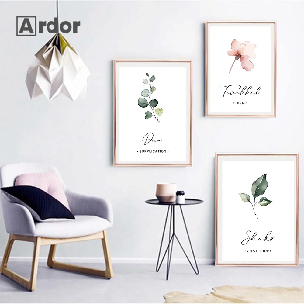 

Watercolor Plant Canvas Poster Leaf Botanical Minimalist Painting Nordic Style Modern Print Wall Art Pictures Living Home Decor