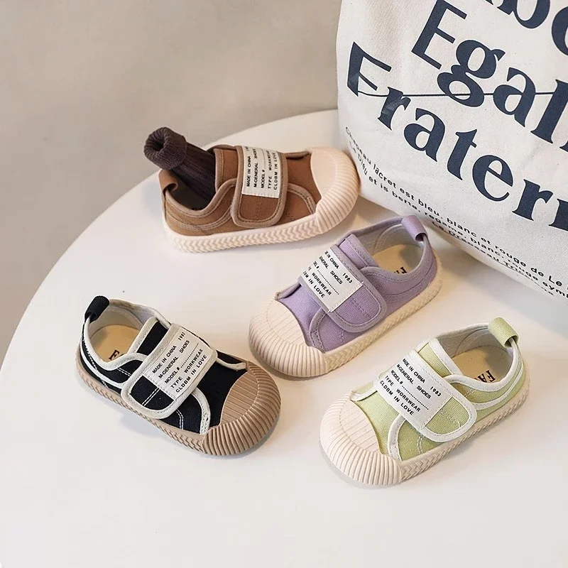 Zapatos de lona para niñas, calzado suave para galletas que combina con todo, informal, con gancho y bucle de punta redonda, primavera y otoño, 2024