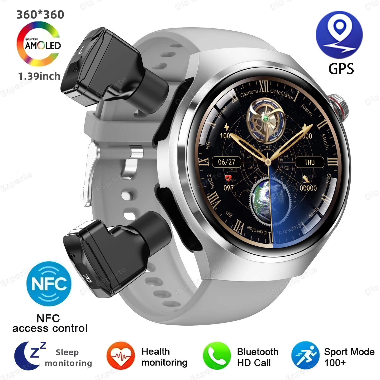 2 In 1 Smartwatch With Headphones TWS Earphone NFC GPS Tracker BT Calls IP68 Waterproof Sports Fitness Smart Watch Men 2025 New
