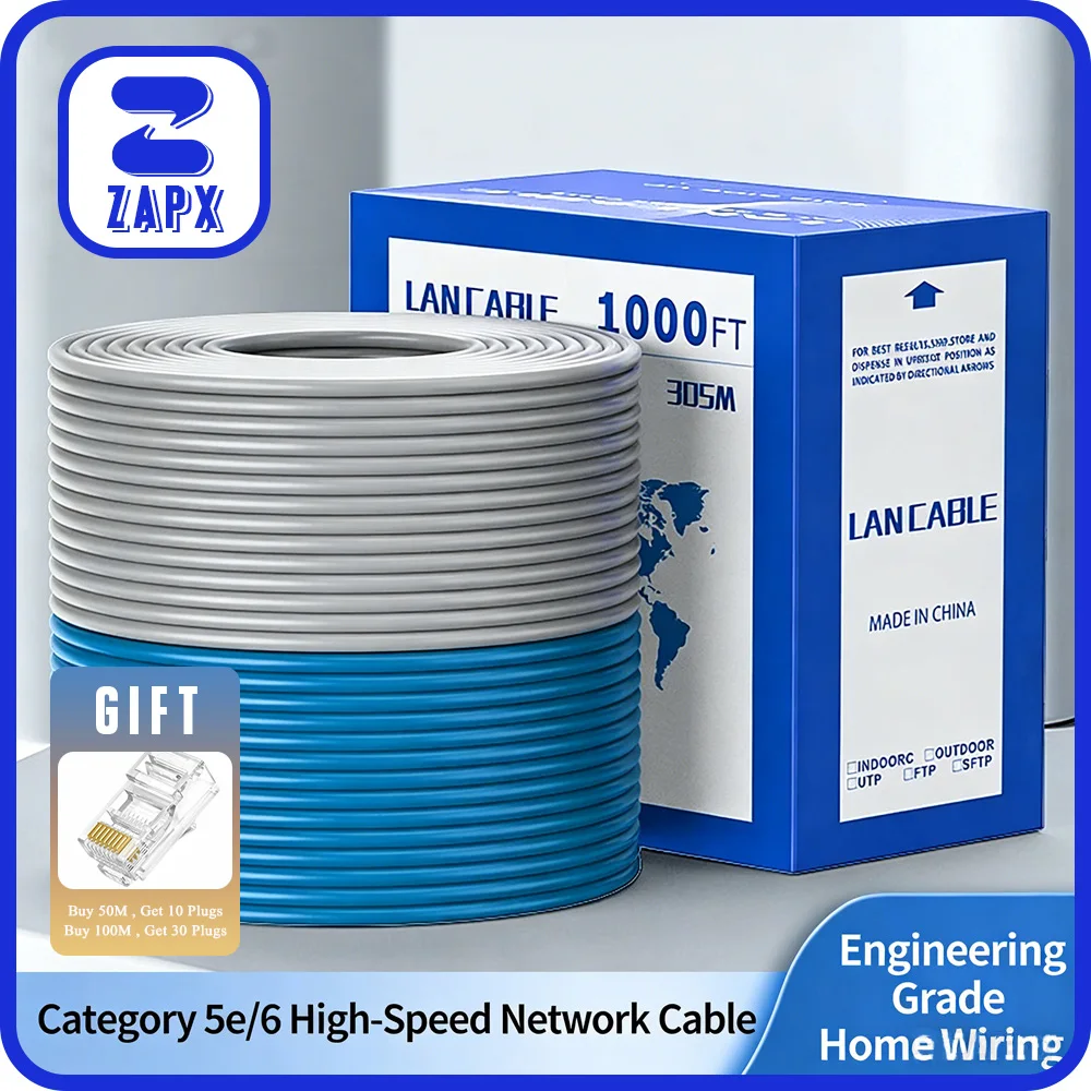 ZAPX Cat 6 Ethernet Cable Double Shielding High-Speed Wired Internet Cable Oxygen-free Copper LAN Patch Cable
