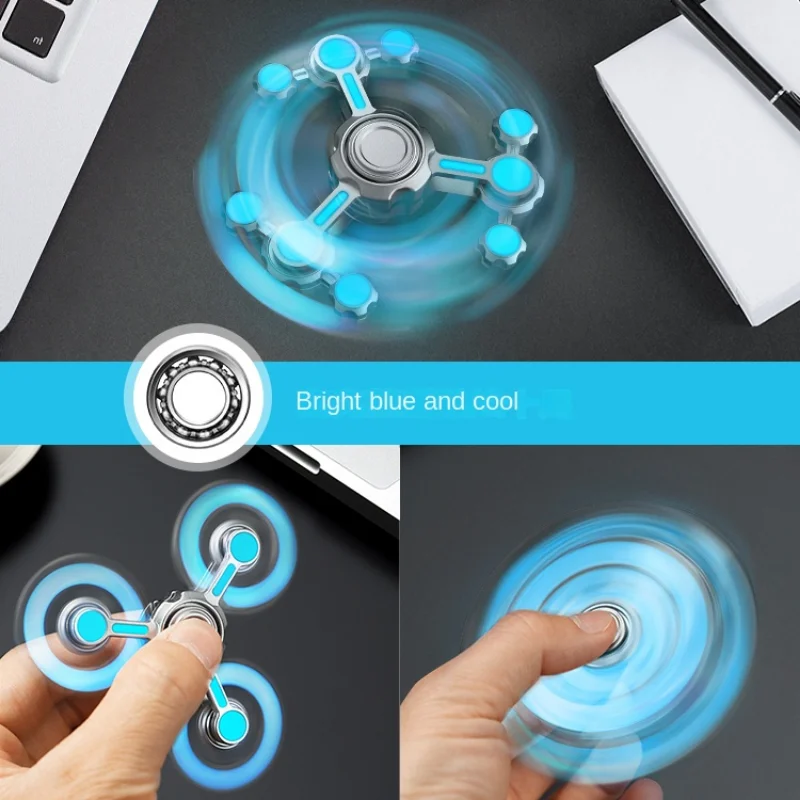 Technologie Gevoel Chaos 3 Dubbele Slinger Lichtgevende Fidget Spinner Legering Super Lange Tijd Vinger Stress Reliëf Speelgoed Voor Volwassenen Kinderen