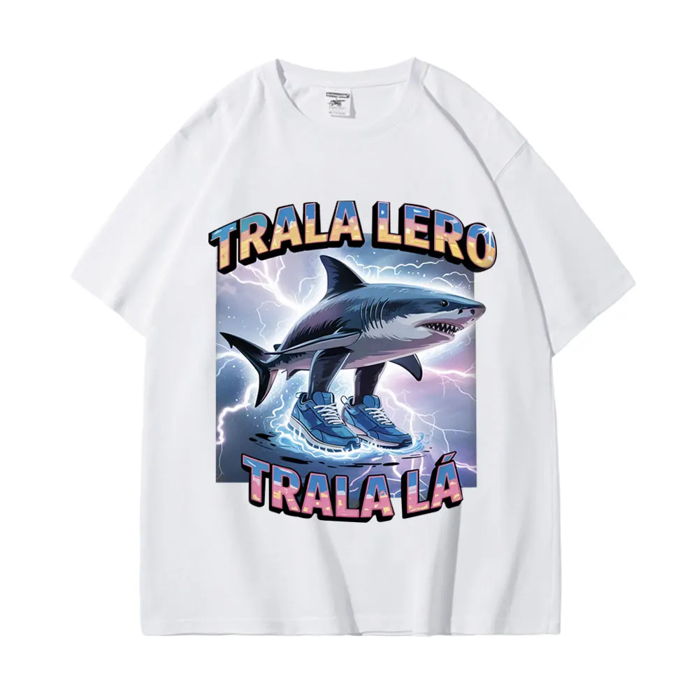 Tralalero Tralala Funny Shark Meme T Shirt Harajuku Y2k Oversized Short Sleeve T-shirt Men Women Fashion Casual Cotton T-shirts