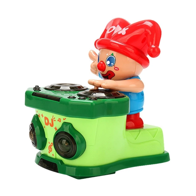 

Cartoon Flashing Music DJ Rock Clown Toy Electric Dynamic Clown Obstacle Avoid Toy for Kids Toddler Crawl Learning Toy