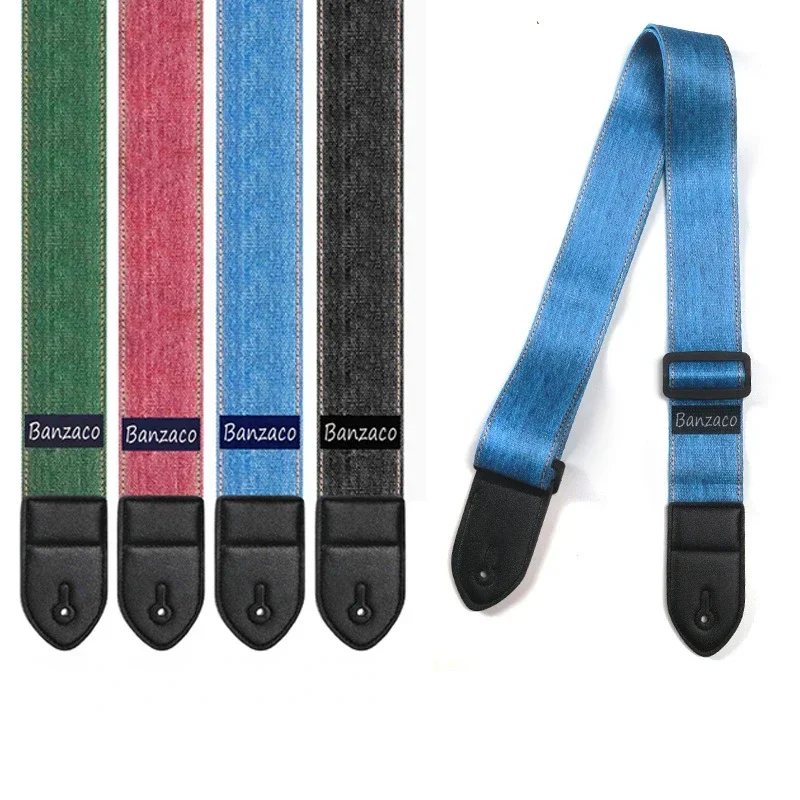 Acoustic Guitar Ukulele Strap Leather Adjustable Shoulder Strap Extra Wide Belt with Color Print for Men Kids Wood Guitar Bass