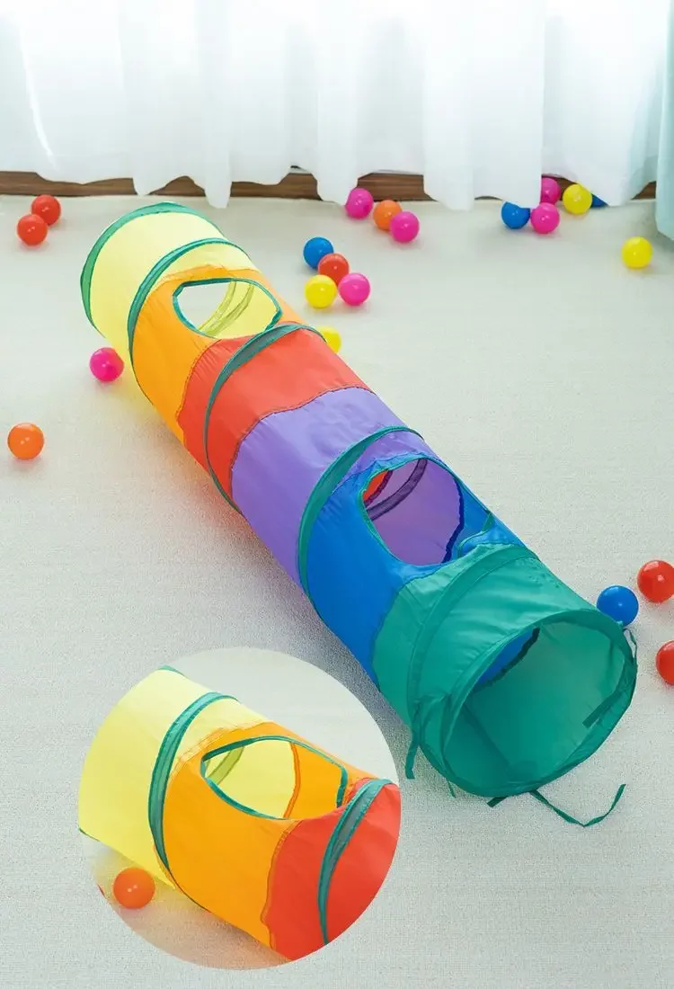 2026 Tunnelle de jeu extensible pour chat, système de labyrinthe rampant aux couleurs arc-en-ciel, tube à rouleaux interactif pour chatons, en rotin