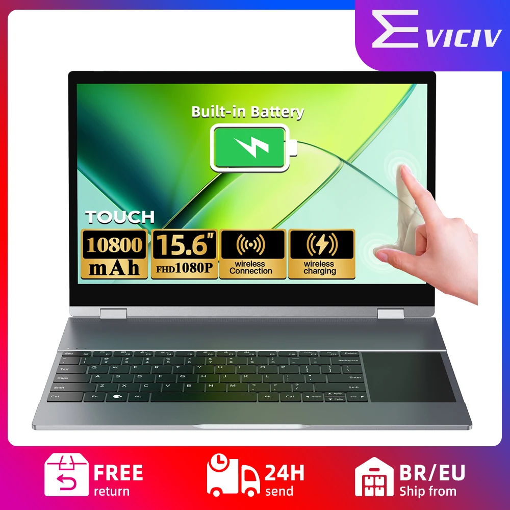 

EVICIV Wireless Portable Lapdock Monitor 15.6" with Keyboard Built-in 10800mAh Battery Touchscreen For Samsung Dex Mac Laptop