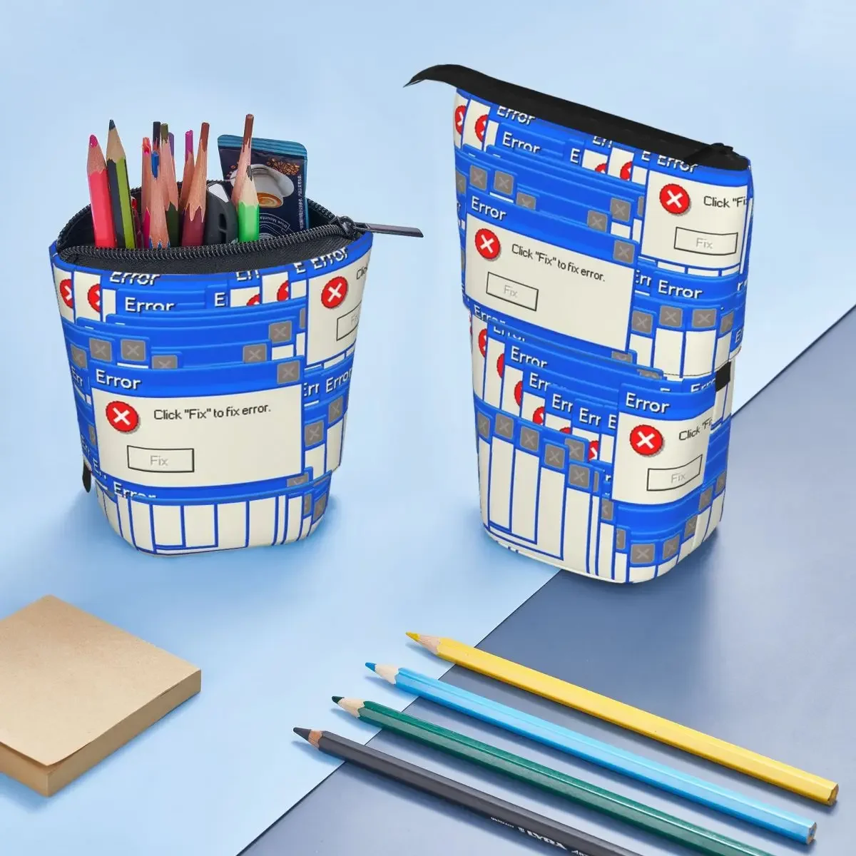 Estuche para lápices reversible con diseño de Windows Xp Error Tiled para niños y niñas, caja para lápices escolar, bolsa para lápices, suministros de papelería, bolsa para guardar bolígrafos