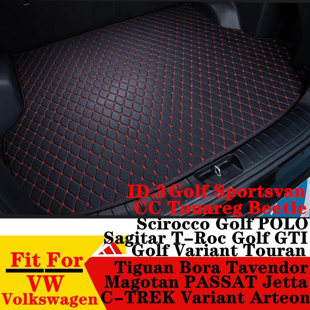 Car Trunk Mat For Volkswagen VW CC Touareg Scirocco POLO Golf T-Roc Tiguan Jetta Arteon Rear Cargo Cover Carpet Pad Boot Liner