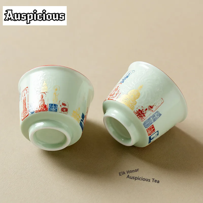 90ml Cangjia Green Phaseless Luminous Teacup Luxury Tea Bowl Mug Tea-tasting Personal Cup Jianzhan Master Cups Chinese Tea Set