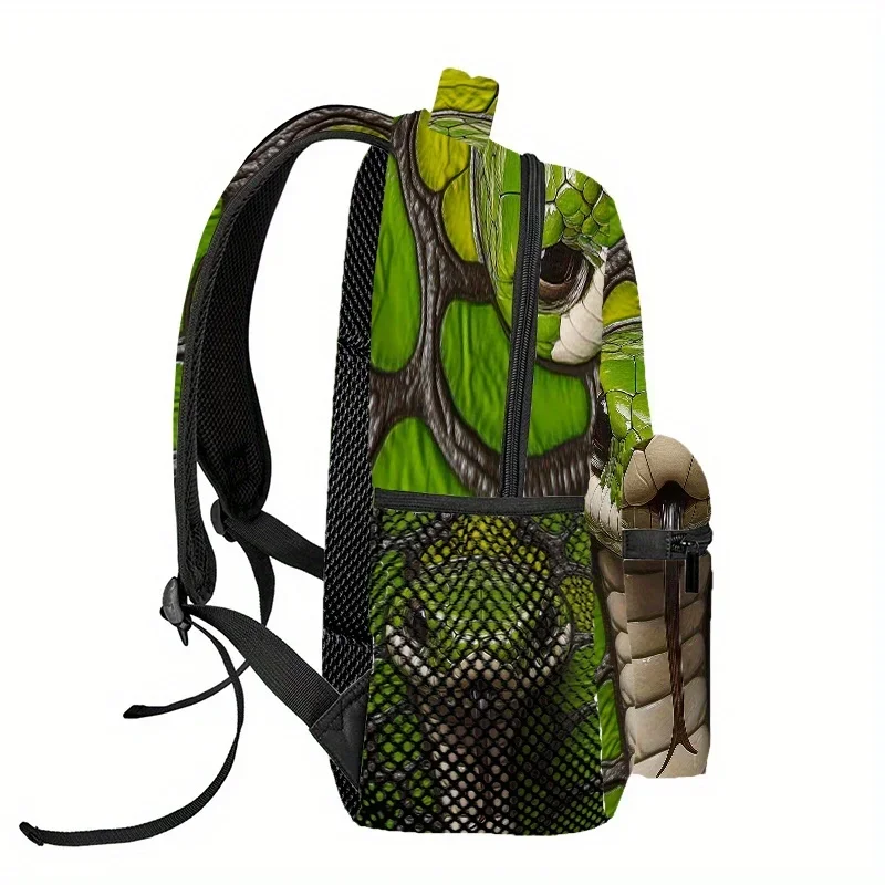 Custom Green Dragons Aboriginal Style Snake Print Backpack - Lightweight Foldable Daypack with Adjustable Padded Straps