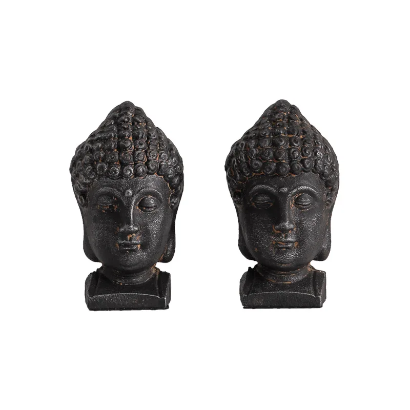 

Tea room retro Zen Tathagata Buddha statue book iron art old study bookcase entrance decorative fruit craft ornament
