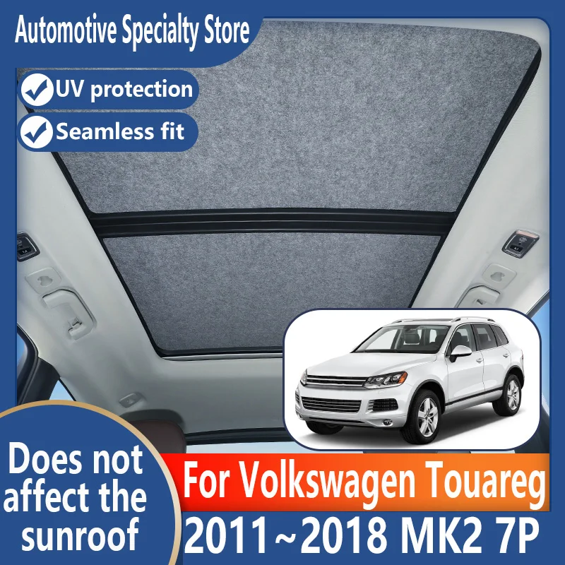 

For Volkswagen Touareg 2011~2018 Car Sunroof Insulation Roof Visor Electrostatic Adsorption Suede Fabric Sun Protection Anti-U
