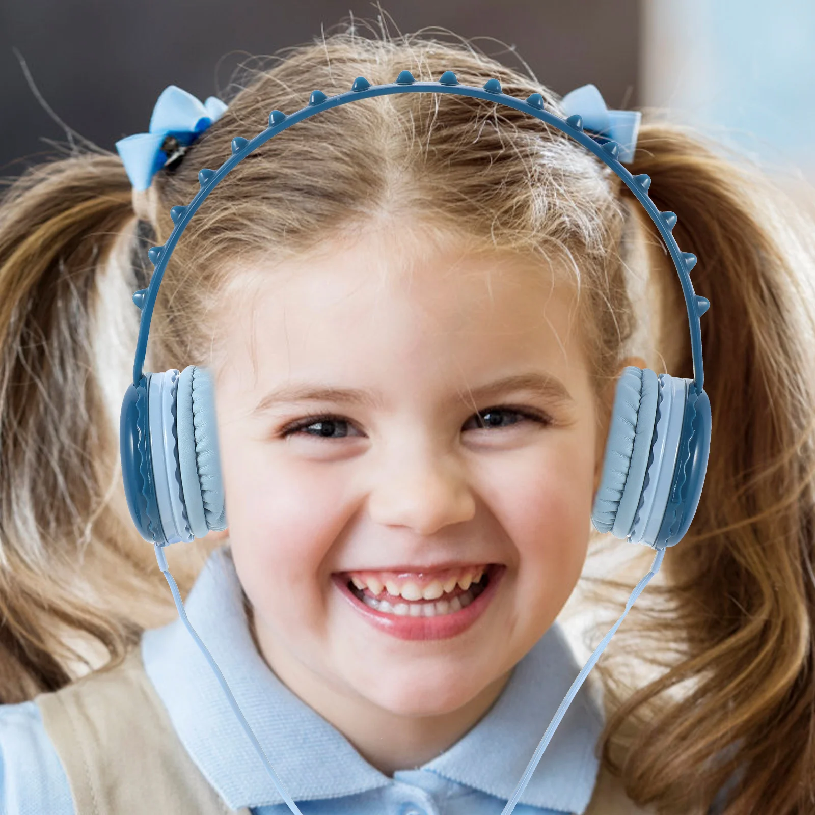

Kids Headphone Dinosaur Shape Wired Over Ear Headset Soft Breathable Pads Built-in Mic Compatible with Tablets Laptops