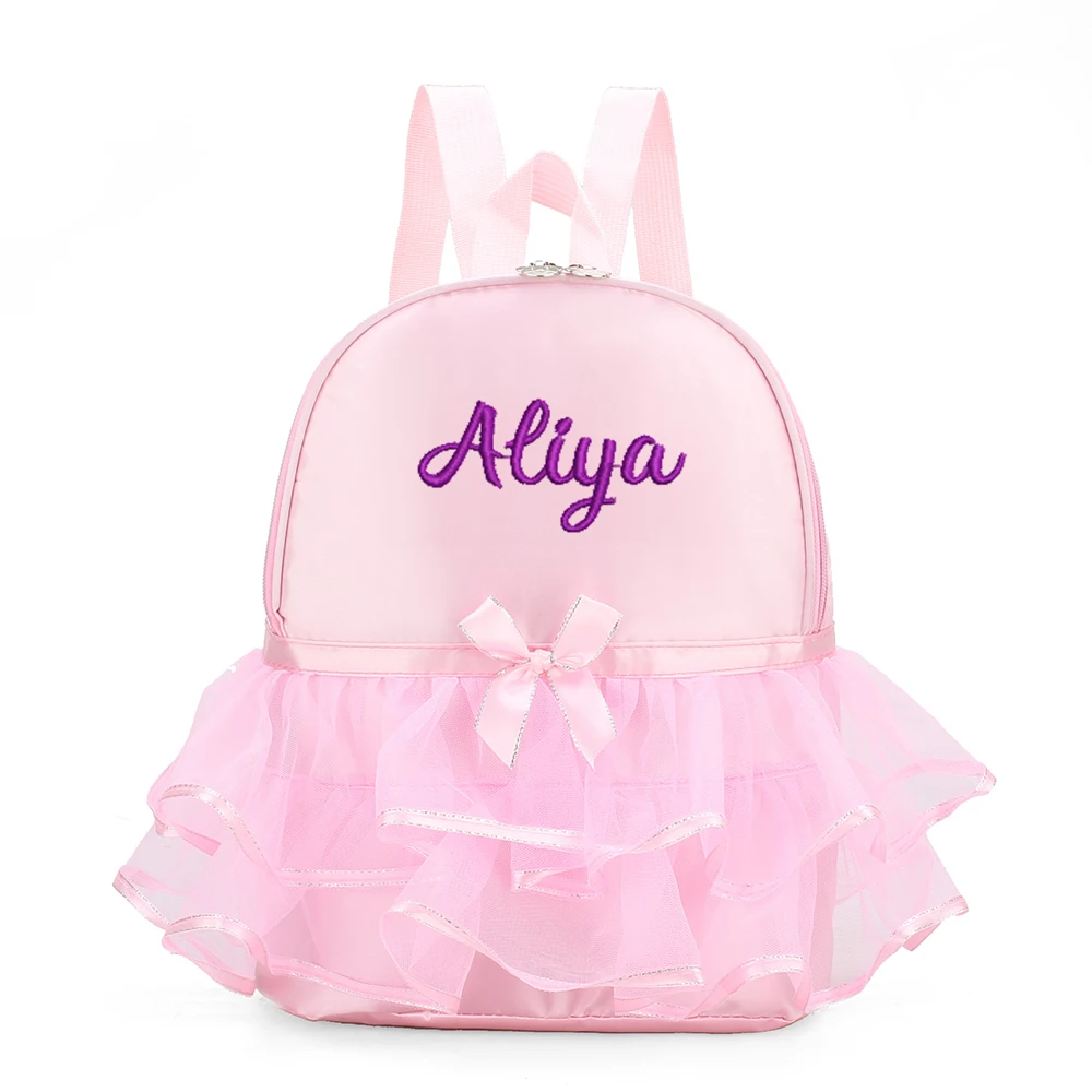 Personalized Embroidery Kids Dance BackBag Kids Ballerina Dance Class School Bag Pink Tutu Backpack Custom Name Shoulder Bag