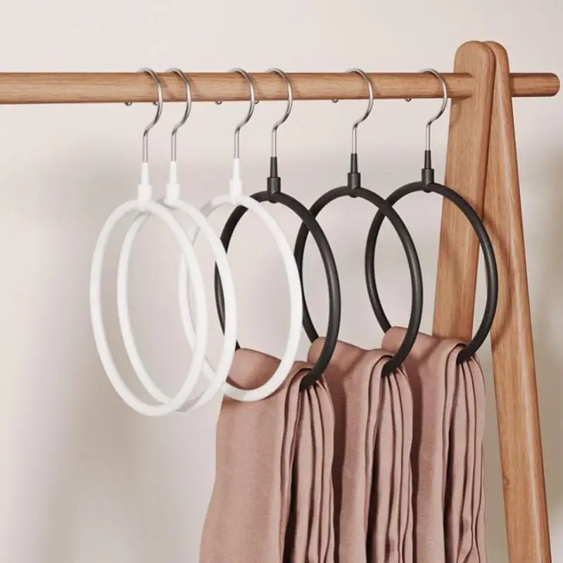 [MA]Multi-functional Ring Scarf Hanger Single Plastic Coated Non-slip Towel Rack Storage Trace Simple Tie Hanger[MA]