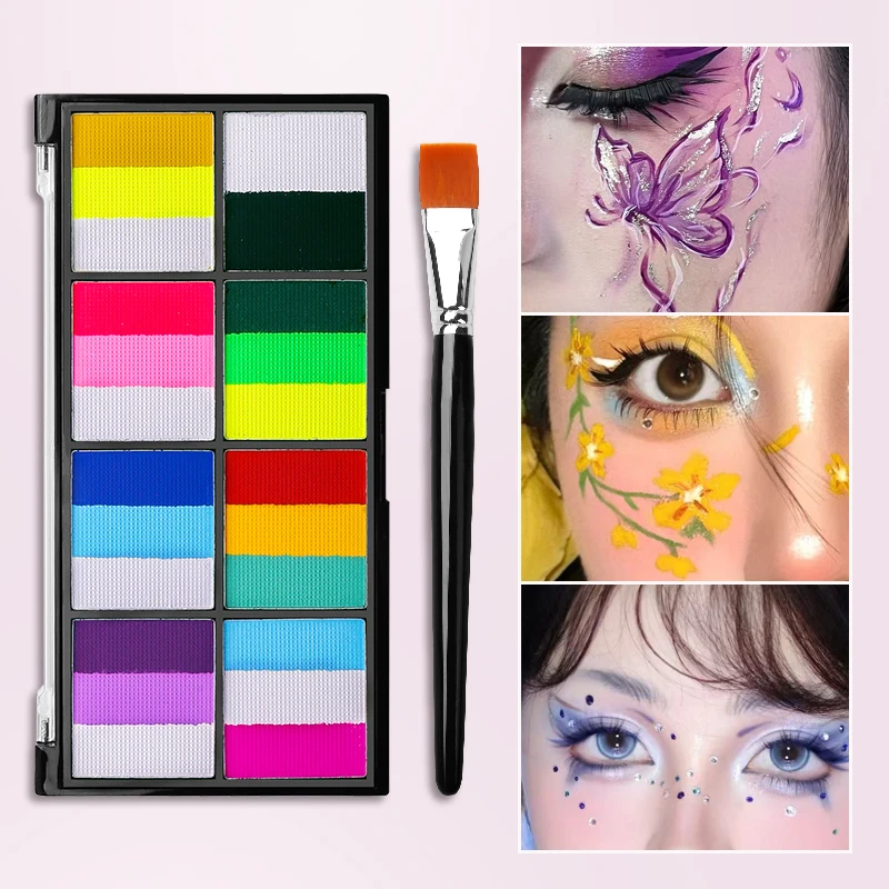 

18 Colors Water Based Paint Palette with a Brush,Large Capacity for Cosplay,Theater Makeup,Parties,Tattoo Effects