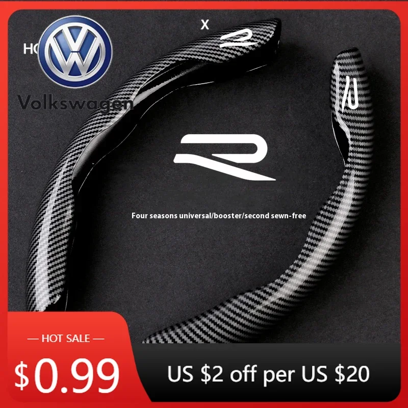Funda de Volante de Fibra de Carbono para Automóvil VOLKSWAGEN 2026, Antideslizante, para Volkswagen R Touareg Tiguan Magotan GTI Golf Passat Arteon