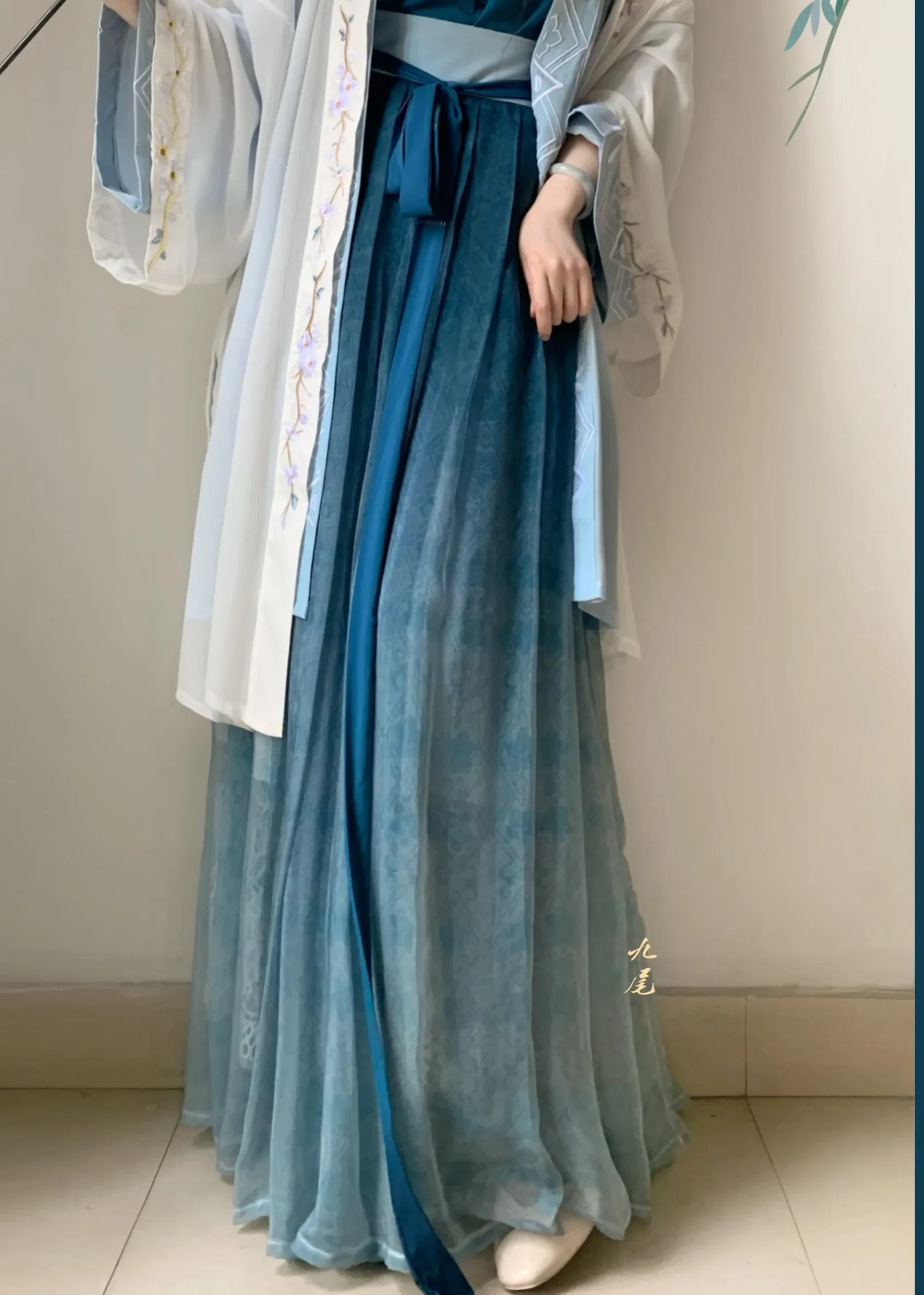 Yingchunjian ] Original Hanfu Women Song Pleated Skirt Strap Embroidery, National Style, Spring and Summer Daily Chinese hanfu