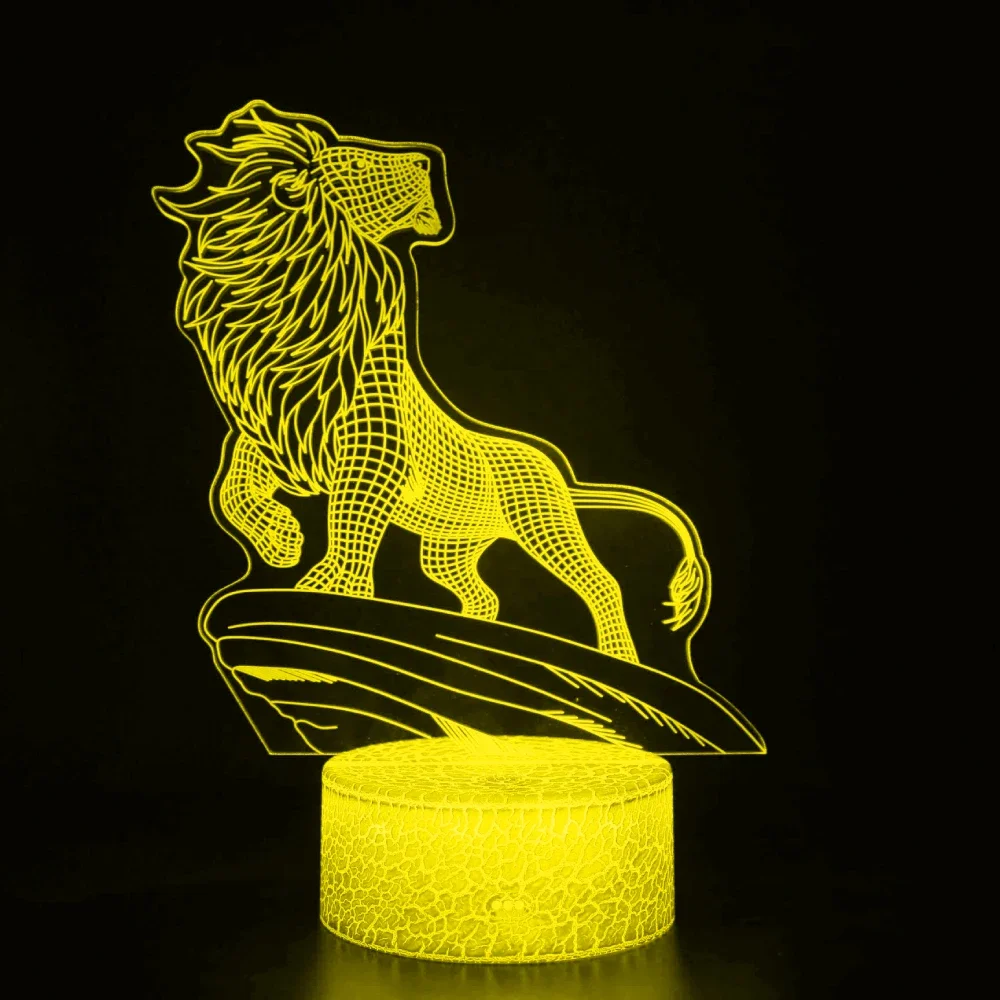 Lampka nocna Nighdn Lion 3D do pokoju dziecięcego 7-kolorowa lampka nocna z dotykiem USB Świąteczny prezent urodzinowy dla chłopców i dziewczynek