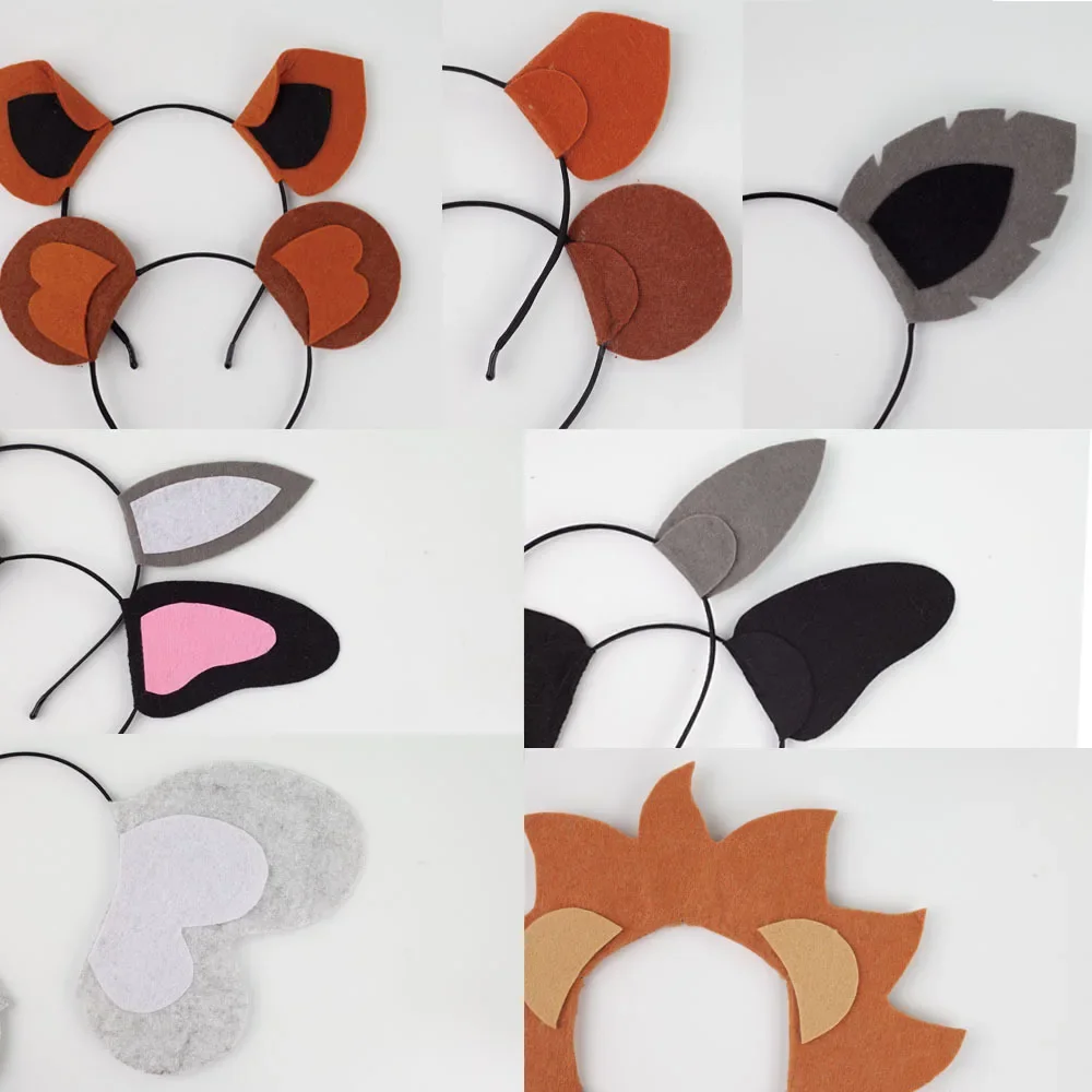 Animal Ears Headband Skirt Tutut Lion Dog Rabbit Wolf Monkey Horse For Forest Theme Birthday Cosplay Party Decorations Supplies