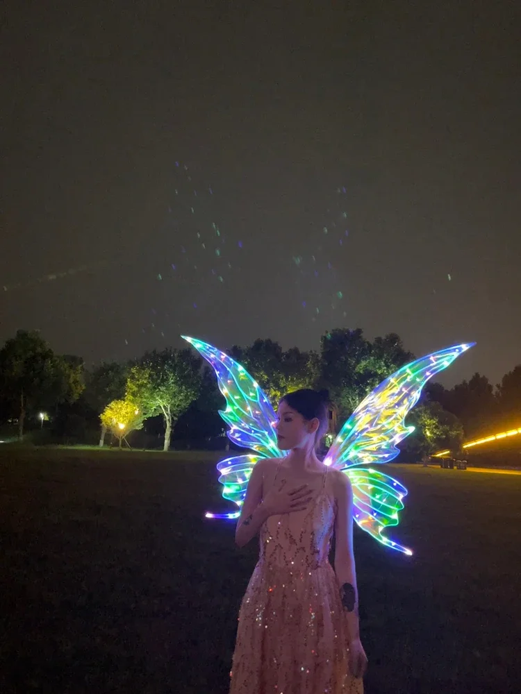 Scenic bar electric luminous butterfly elf wing back decoration female birthday gift photo