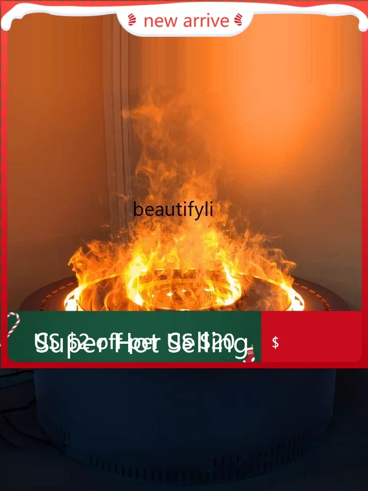 S132 Round 3d atomizing fireplace embedded simulation flame electronic decorative fireplace core