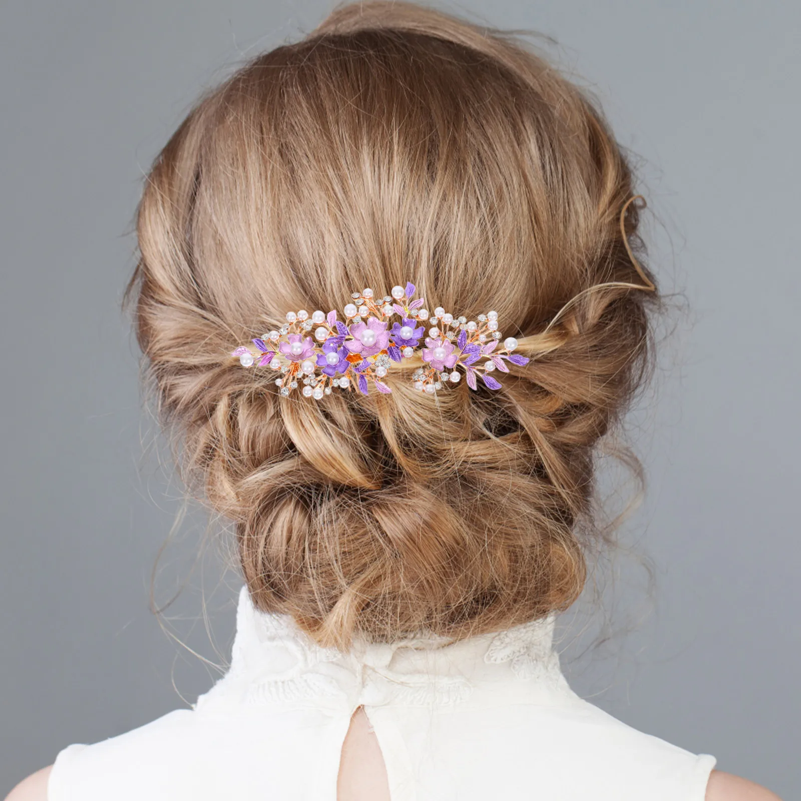 

Wedding Flower Hair Comb Bride Pearls Hair Piece Bridal Floral Accessories Bridesmaid Headpiece Rhinestone Hairpin Lightweight