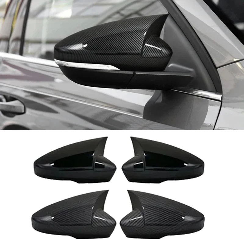 Side Mirror Cover Caps for Skoda Octavia Mk3 A7 5E 2014-2020 & VW T-ROC 2017-2019 Carbon FiberLook/Black Style Car Accessories
