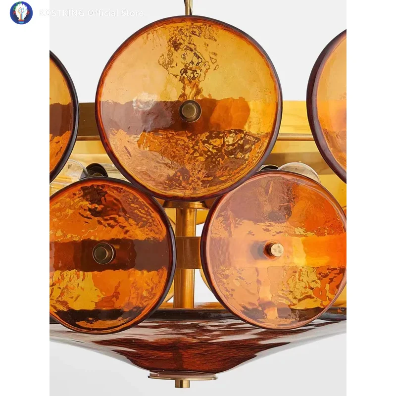 

Французская классическая янтарная стеклянная люстра, винтажное украшение для дома, подвесные светильники для потолка, освещение гостиной, люстры