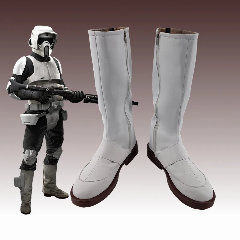 

Scout Troopers ‌ Кожаная обувь, белые сапоги до середины икры, Хэллоуин, косплей, маскарад, карнавал, костюм для вечеринки, реквизит