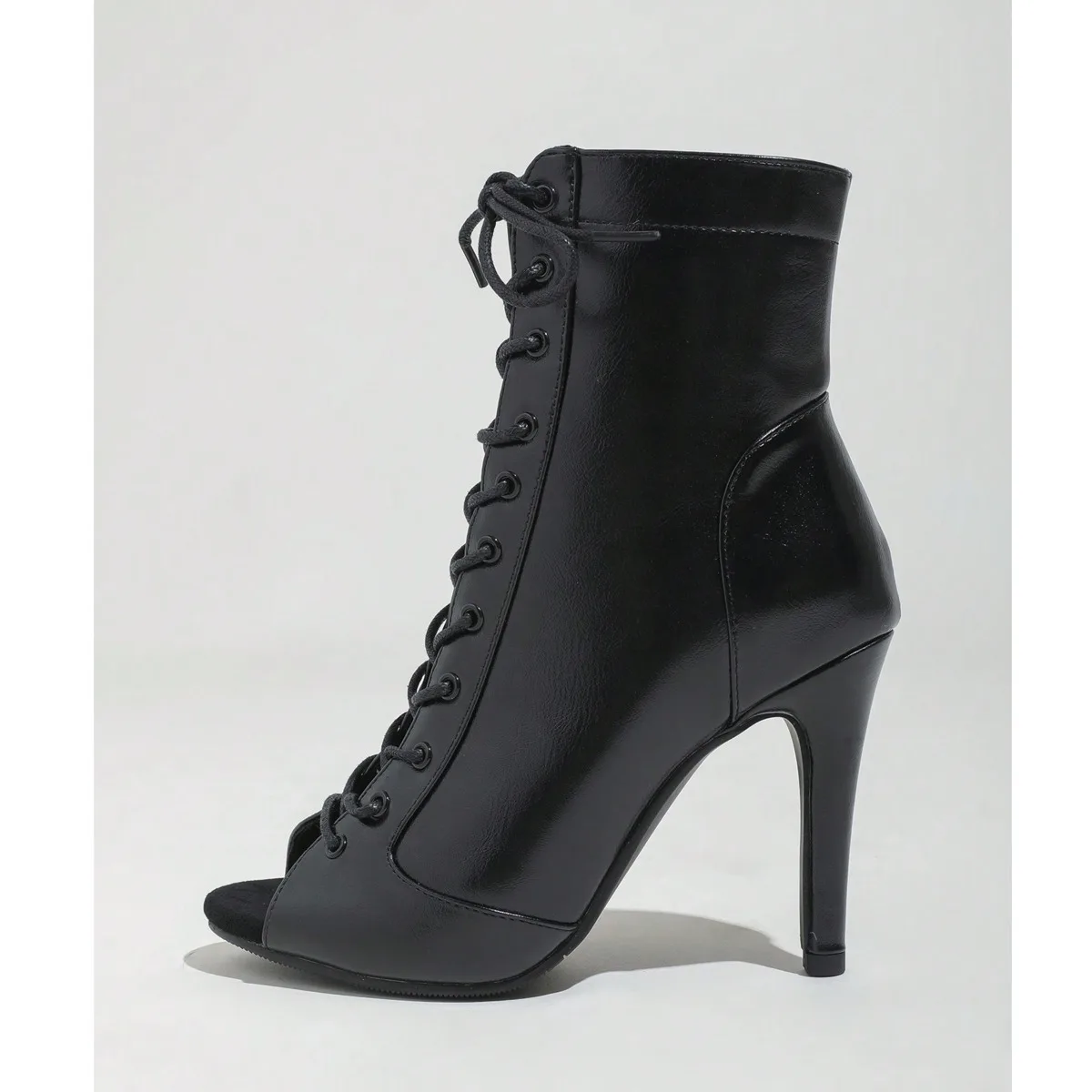 Women Black High Heels Soft Lace-up Boot Women's shoes Ballroom Suede Sole Customizable Sexy Stilettos Big Size