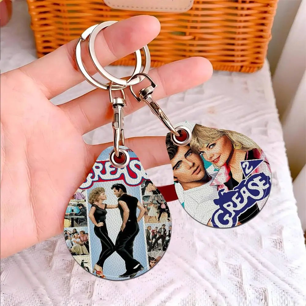 Classic Film Grease Keyring Leather Access Card Holder Keychain Community Water Drop Proximity Card Protective Case