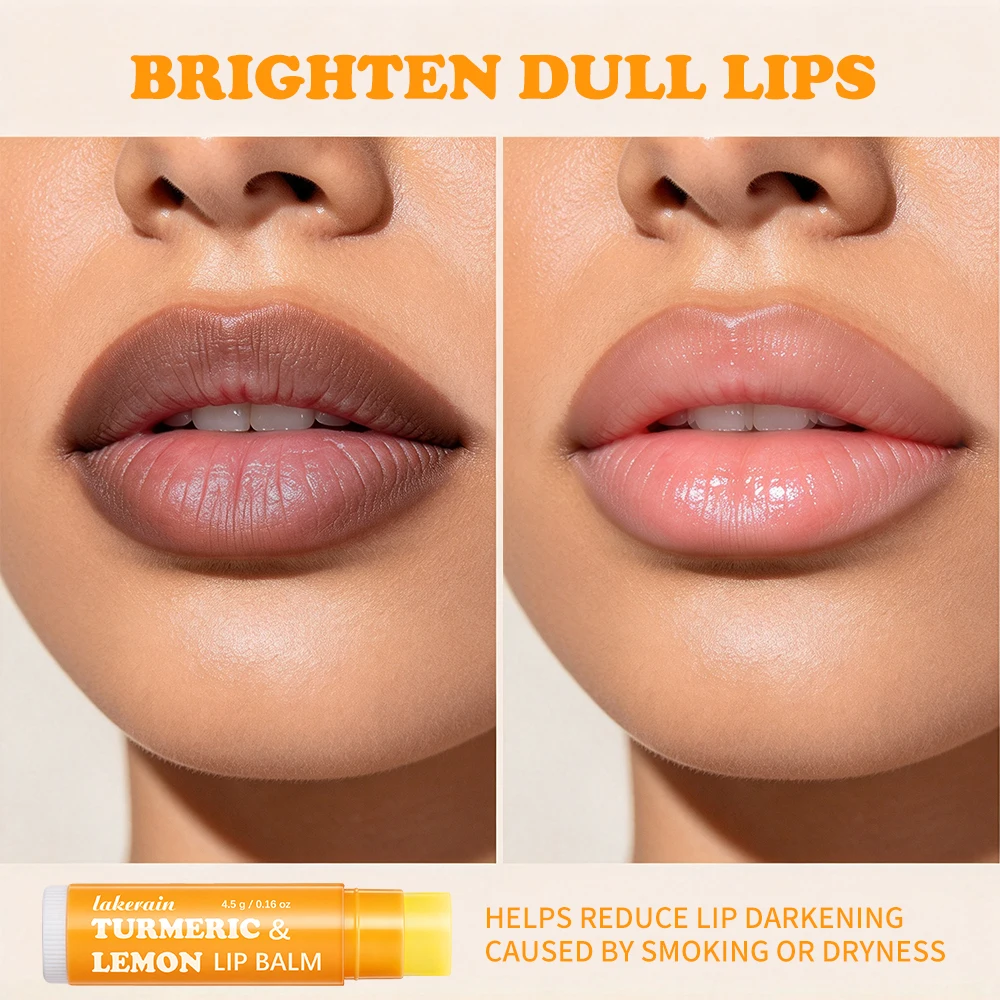 Lakerain Turmeric & Lemon Lip Balm, Deep Hydrating Non-Greasy Lip Balm, Antioxidant Lip Care, Evens Lip Tone, Improve Dark & Chr