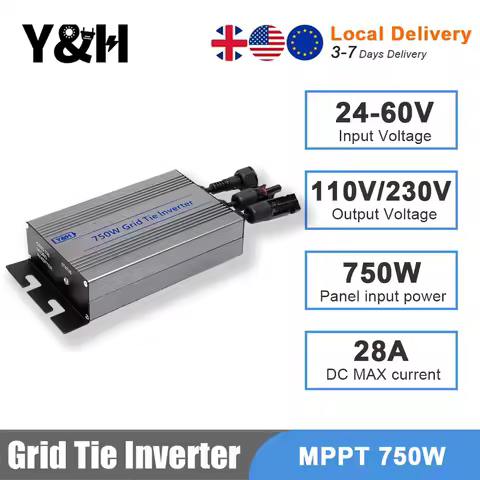 [Local delivery] Y&amp;H 750W Grid Tie Inverter MPPT Solar Inverter Input 24-60V Output 110V/220V for Solar PV System Solar Panel
