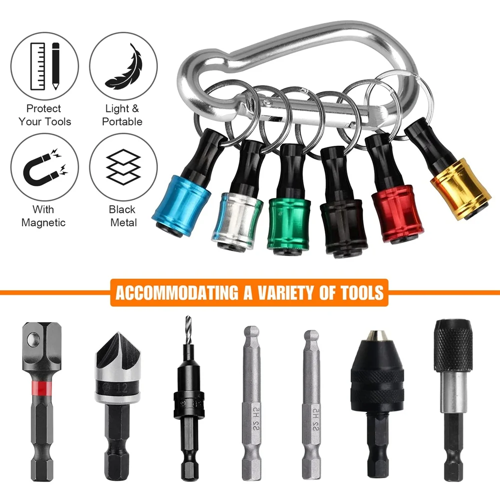 6PCS 1/4 Inch Hex Shank Screwdriver Bits Holder Extension Bar Keychain Screw Adapter Drill Change (6 Colors)