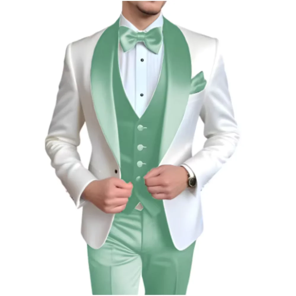 

Formal 3 Piece Men's Suits Elegant Full Set Single Breasted Shawl Lapel Blazer Party Outwear Homme Costume（Jacket+Pants+Vest)