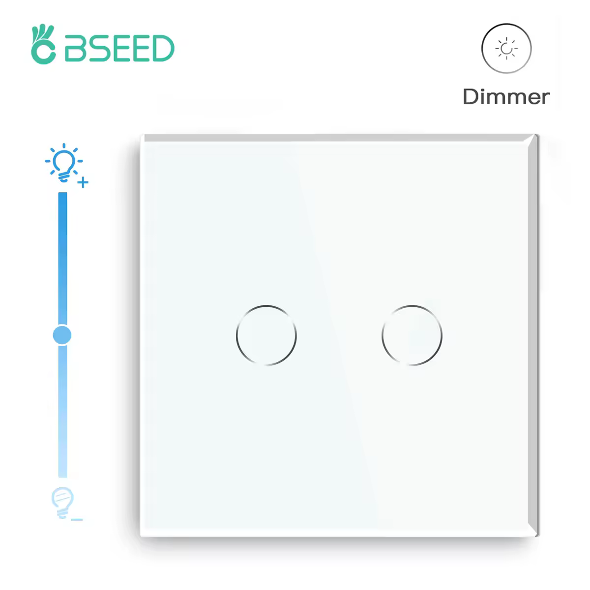 Bseed EU Standard Touch Dimmer Switch 2 Gang 1 Way Led White Black Grey Gloden Crystal Class Panel Dimmer With Adapter