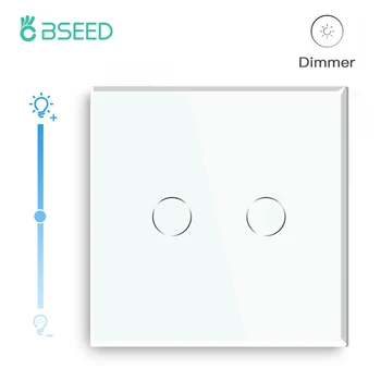 Bseed EU Standaard Touch Dimmer 2 Gang 1 Weg Led Wit Zwart Grijs Gloden Crystal Class Panel Dimmer met Adapter