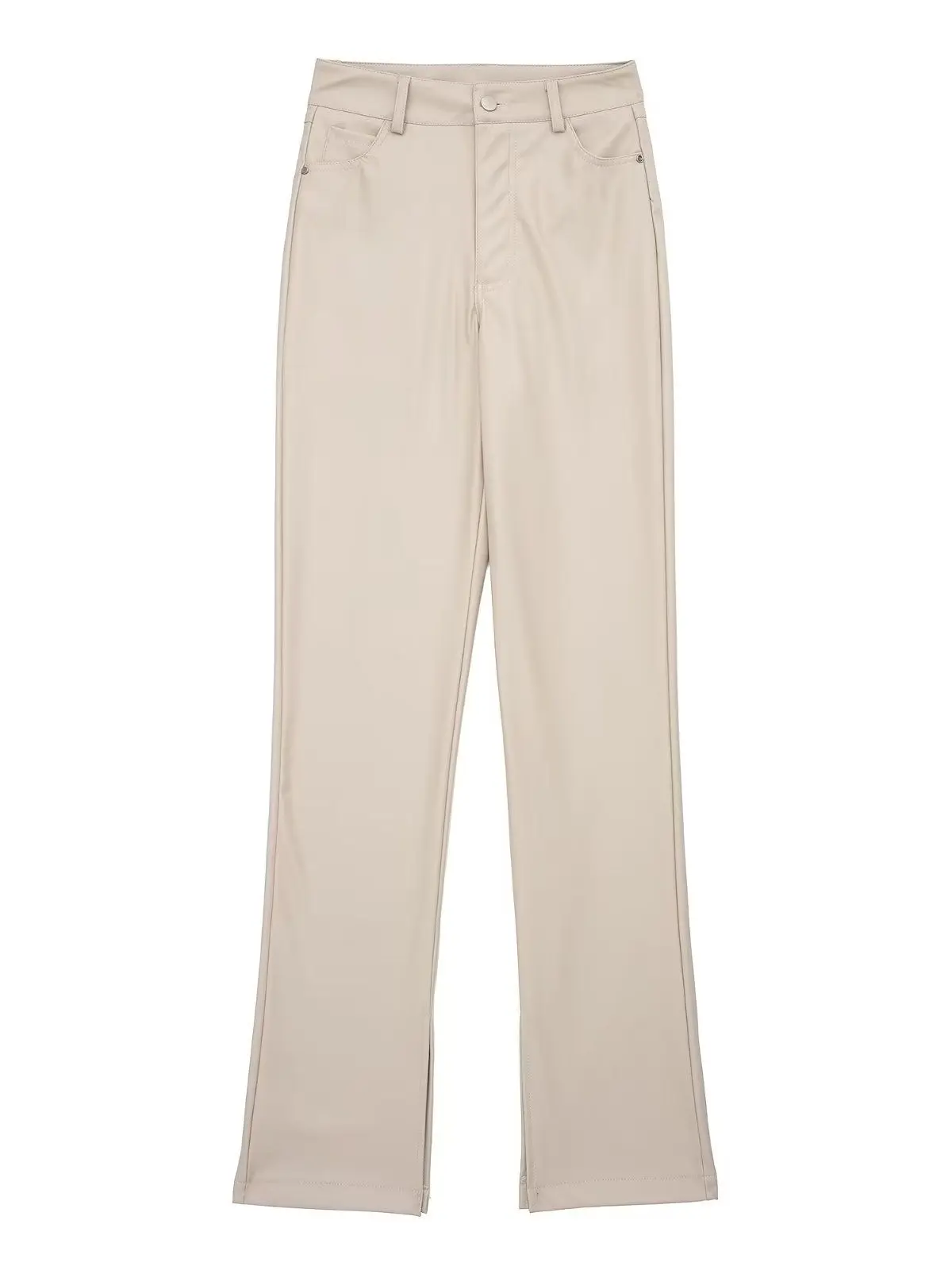 Hot Autumn Winter Women High Waist Tight Beige Faux Leather Trousers Female Vintage Black Fleece PU Skinny Pencil Pants Clothes