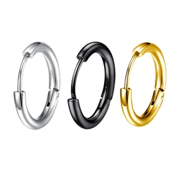 Pendientes de aro de círculo redondo de acero inoxidable Punk para hombres y mujeres, no se decolora, anillos de oreja, joyería masculina de Hip Hop, 1 par