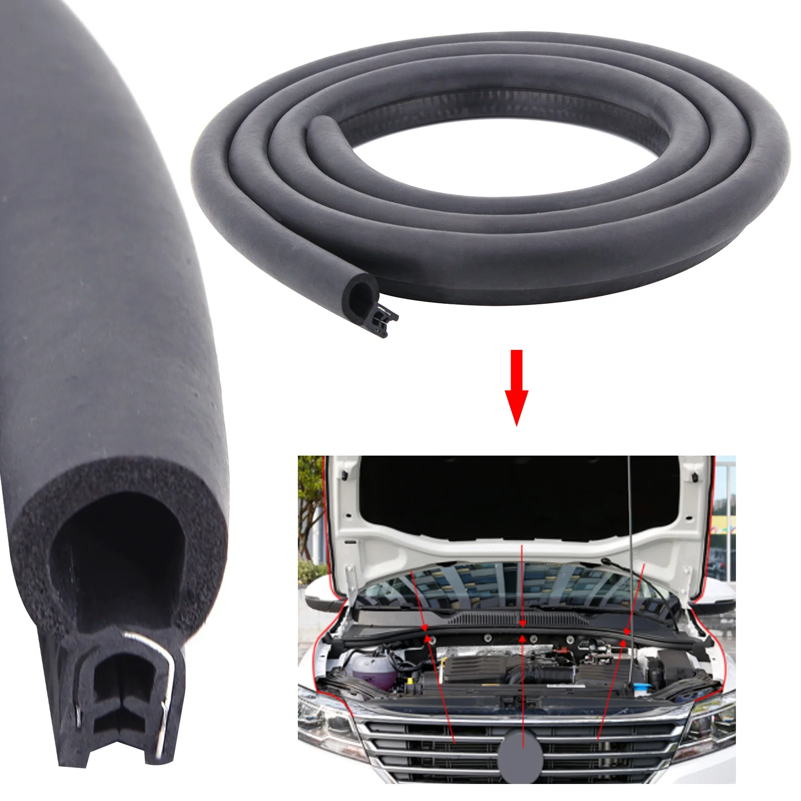 

2m Car Door EPDM Trim Seal Strip with Side PVC Bulb Dust Proof Noise Insulation Sealing For BMW 1 3 5 7 X1 X3 X4 X5 X6