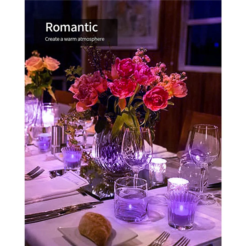 

B03C-36Pcs Submersible LED Light,Purple Waterproof Flameless Candle Tea Lights,Underwater Battery Operated Seasonal Festival